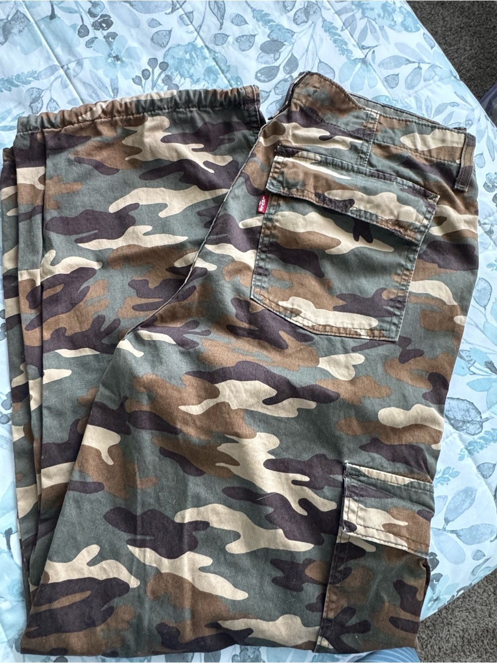 Levi's Women's Camo Cargo Pants in Green, Brown, Tan